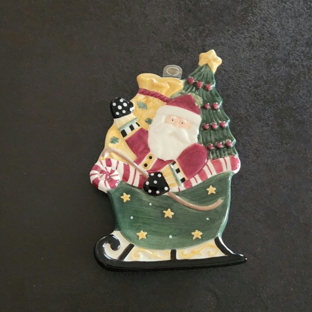 Debbie Mumm Festive Santa Sleigh Ornament